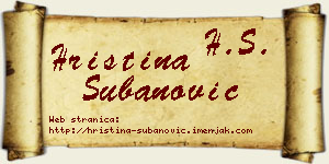 Hristina Subanović vizit kartica
